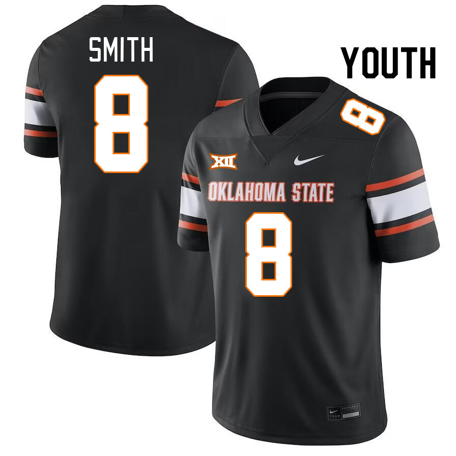 Youth #8 Maealiuaki Smith Oklahoma State Cowboys College Football Jerseys Stitched-Black